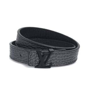 LOUIS VUITTON Gray Leather Charm Bracelet